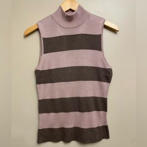 Carlisle Vintage Striped Vest Silk Blend Mauve Brown Medium